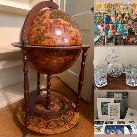 MaxSold Auction: This online auction features 1916 Encyclopedia Britannica, glassware, crystal, china, quilt, world globe bar, mid-century china, mid-century dresser, runner, rugs and much more!